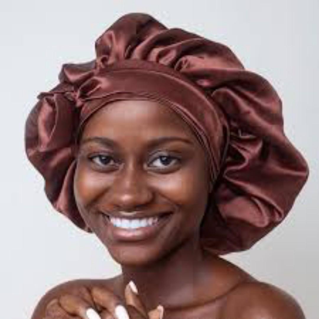 Smooth Satin Hair Bonnet for women, Brown