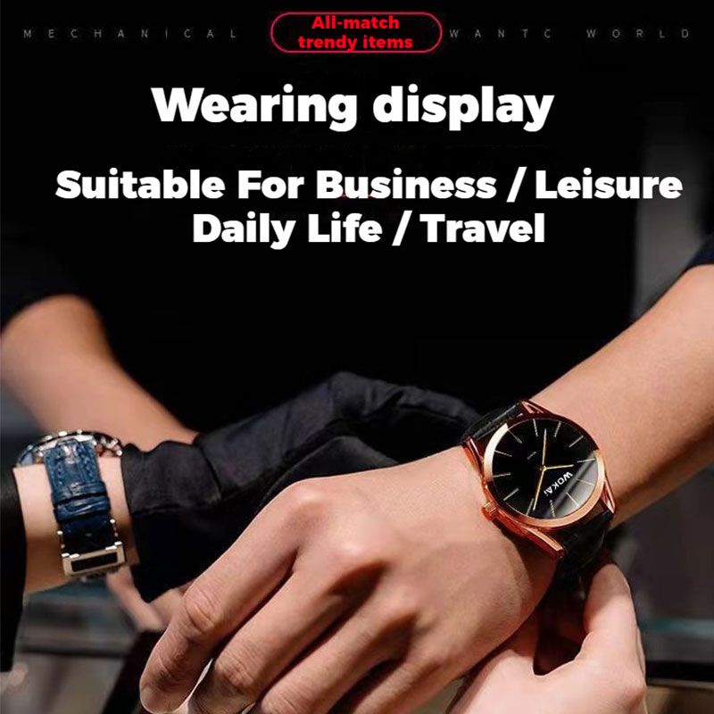 【New Arrivals】Fashion Leather Watches For Men's Minimalist Dial Quartz Electronic Watch with Scale Pointer Alloy Case Business Watches Male  Brown Wrist Watches
