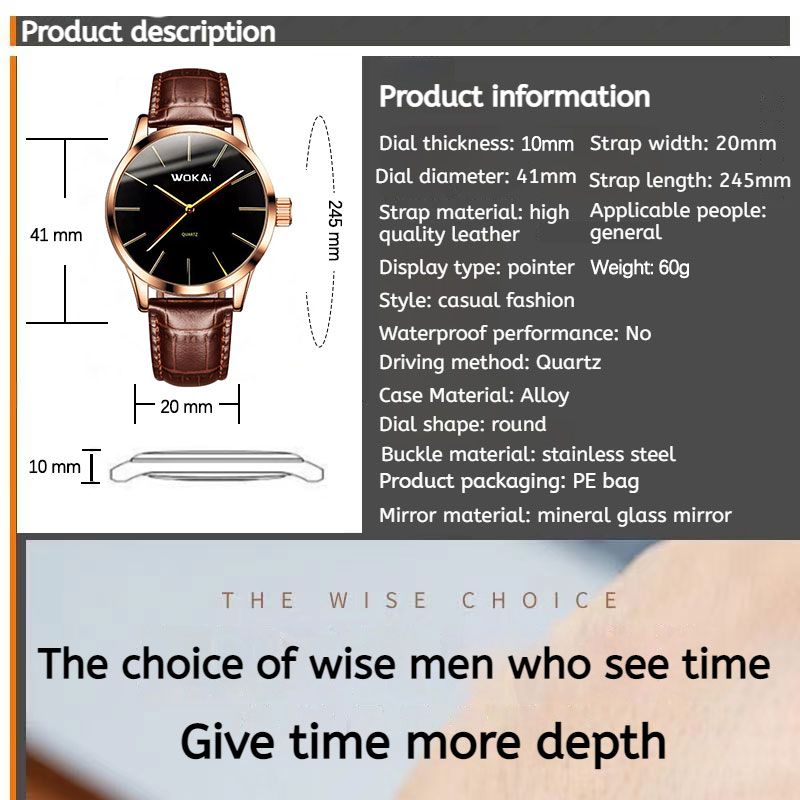 【New Arrivals】Fashion Leather Watches For Men's Minimalist Dial Quartz Electronic Watch with Scale Pointer Alloy Case Business Watches Male  Brown Wrist Watches