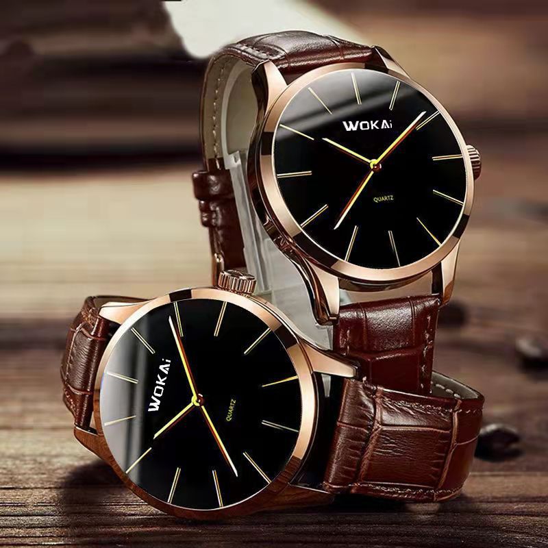【New Arrivals】Fashion Leather Watches For Men's Minimalist Dial Quartz Electronic Watch with Scale Pointer Alloy Case Business Watches Male  Brown Wrist Watches