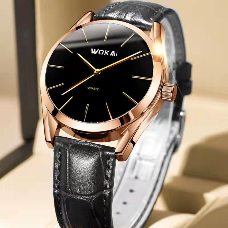 【New Arrivals】Fashion Leather Watches For Men's Minimalist Dial Quartz Electronic Watch with Scale Pointer Alloy Case Business Watches Male  Brown Wrist Watches