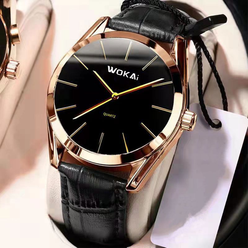 【New Arrivals】Fashion Leather Watches For Men's Minimalist Dial Quartz Electronic Watch with Scale Pointer Alloy Case Business Watches Male  Brown Wrist Watches