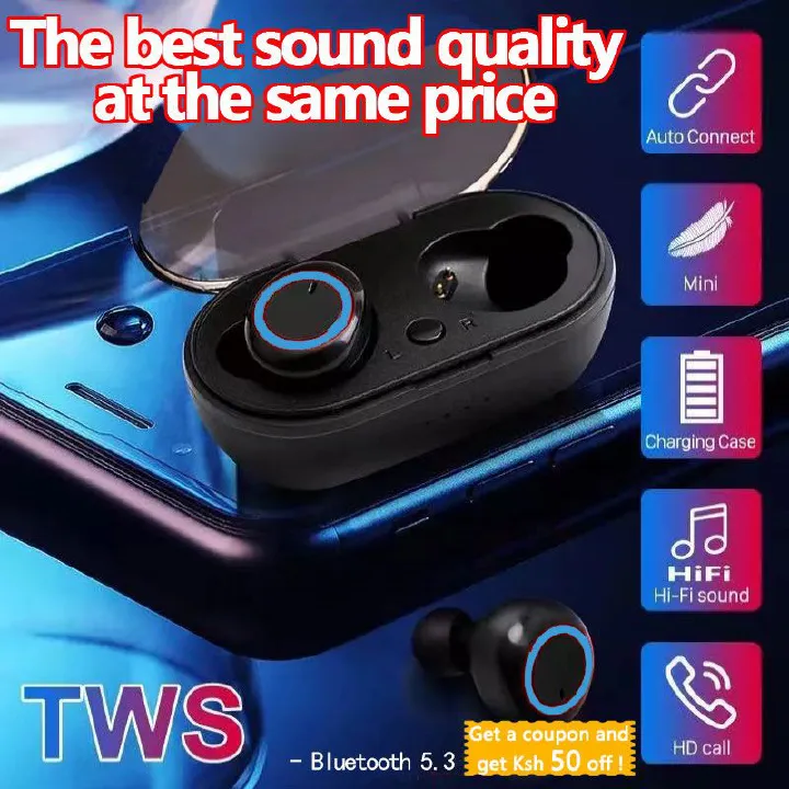 Y50 Pro Wireless Bluetooth Earphones TWS Stereo Earpods In-ear bilateral stereo Bluetooth headphones Noise-canceling headphones Touch Control AirPods 450mAh with Mic Earphones for iOS & Android