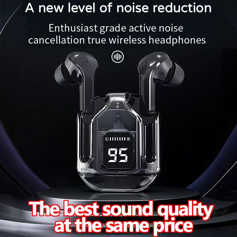 Cool Transparent Design Wireless Bluetooth Earphones Macaron Colors Touch Control AirPods LED Digital Display HiFi Dual Stereo Earpods Noise-canceling headphones Type-C interface for iOS & Android