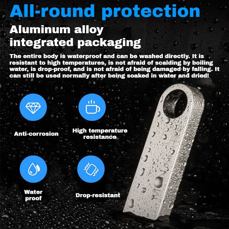 【New Arrivals】Metal High-speed reading and writing USB Flash Drives 128GB/64GB/32GB/16GB/8GB/4GB Portable Shockproof USB Flash Disks Additional Gift Keychain + Android OTG Adapter +Type-C OTG Adapter
