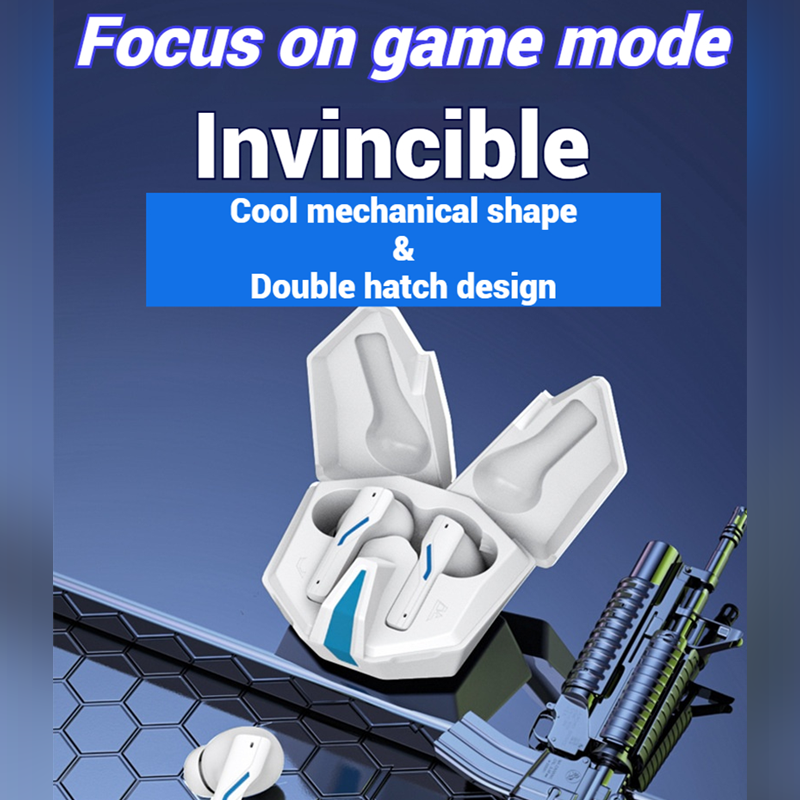 【New】YW14 Cool double door design E-sports grade Wireless Bluetooth Earphones Ultra-low latency ANC noise reduction Earpods HiFi dual stereo Headphones Large capacity and long battery life HD Mic