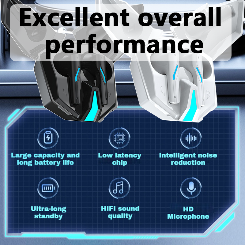 【New】YW14 Cool double door design E-sports grade Wireless Bluetooth Earphones Ultra-low latency ANC noise reduction Earpods HiFi dual stereo Headphones Large capacity and long battery life HD Mic