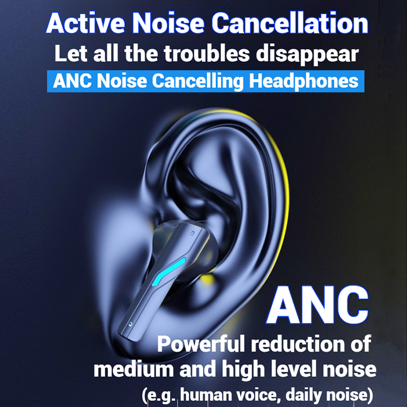 【New】YW14 Cool double door design E-sports grade Wireless Bluetooth Earphones Ultra-low latency ANC noise reduction Earpods HiFi dual stereo Headphones Large capacity and long battery life HD Mic