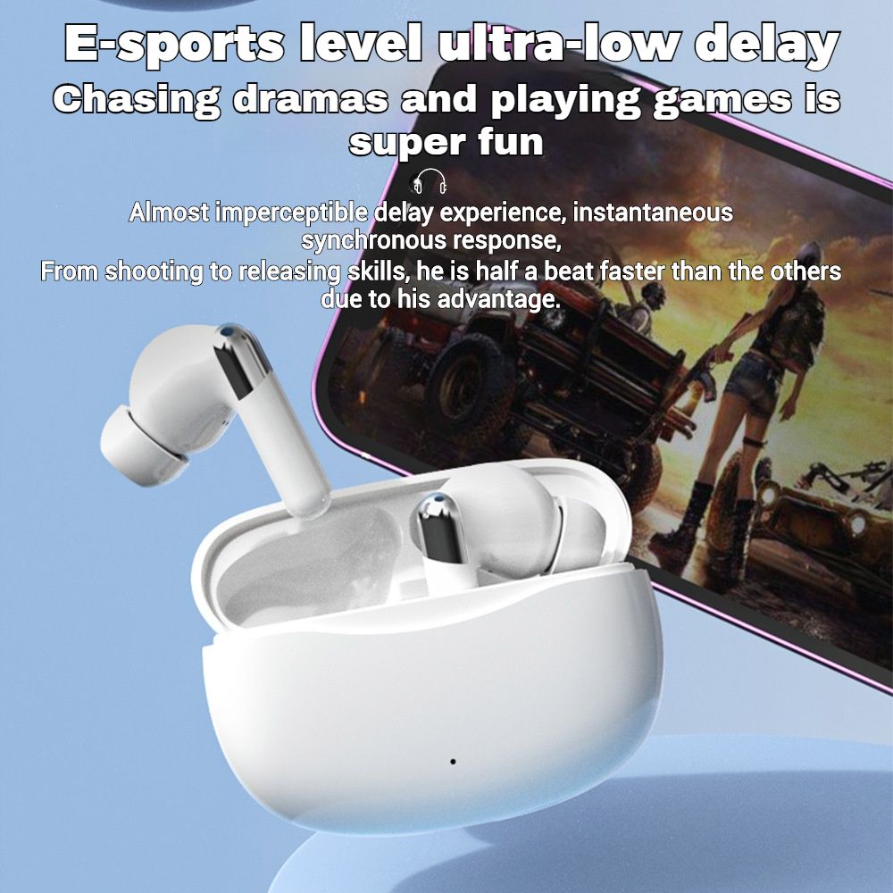 【New Arrivals】Simple appearance design semi-in-ear sports wireless Bluetooth Earphones ANC noise reduction Earpods HiFi dual stereo Headphones Large capacity and long battery life Comfortable Portable