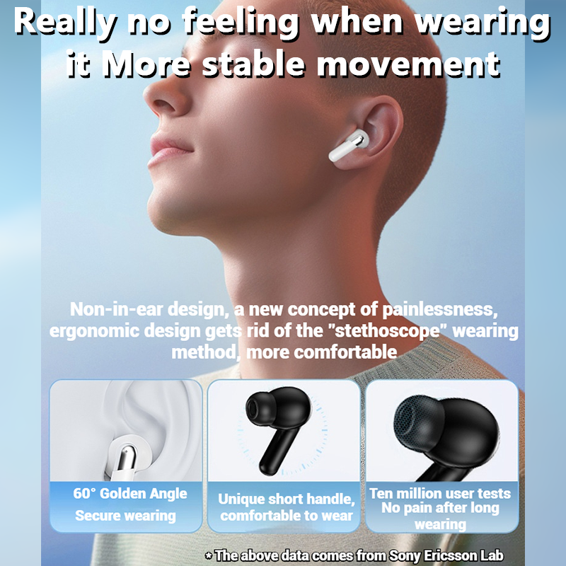 【New Arrivals】Simple appearance design semi-in-ear sports wireless Bluetooth Earphones ANC noise reduction Earpods HiFi dual stereo Headphones Large capacity and long battery life Comfortable Portable