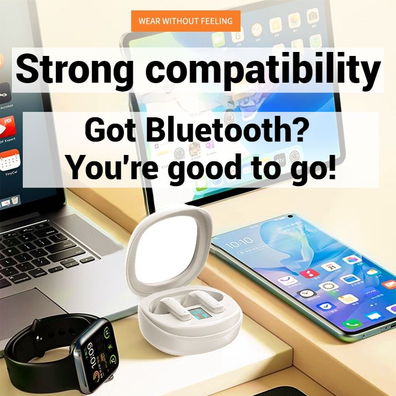 【New】YW17 Unique transparent large flip cover design semi-in-ear Wireless Bluetooth Earphones ANC noise reduction Earpods HiFi dual stereo Headphones Large capacity Long battery life LED display