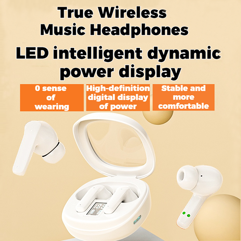 【New】YW17 Unique transparent large flip cover design semi-in-ear Wireless Bluetooth Earphones ANC noise reduction Earpods HiFi dual stereo Headphones Large capacity Long battery life LED display