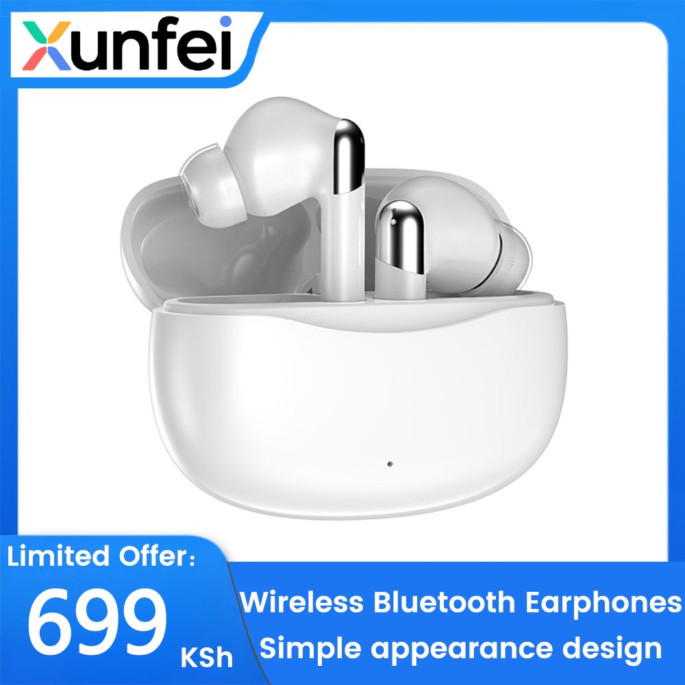 【New Arrivals】Simple appearance design semi-in-ear sports wireless Bluetooth Earphones ANC noise reduction Earpods HiFi dual stereo Headphones Large capacity and long battery life Comfortable Portable White