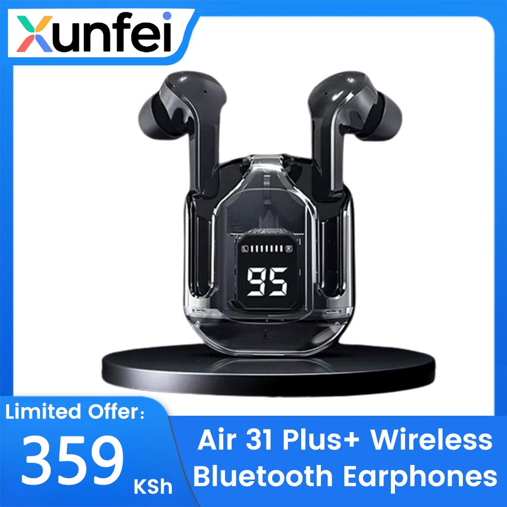 Cool Transparent Design Wireless Bluetooth Earphones Macaron Colors Touch Control AirPods LED Digital Display HiFi Dual Stereo Earpods Noise-canceling headphones Type-C interface for iOS & Android