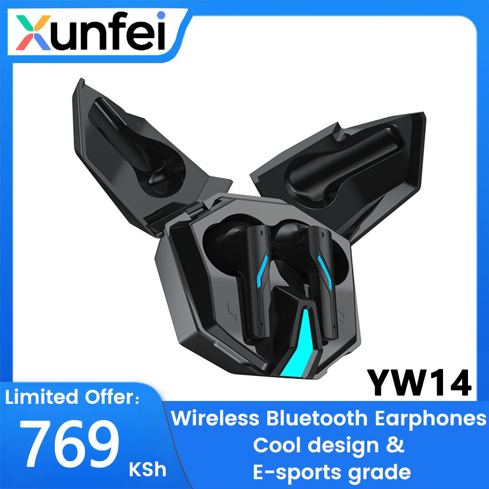 【New】YW14 Cool double door design E-sports grade Wireless Bluetooth Earphones Ultra-low latency ANC noise reduction Earpods HiFi dual stereo Headphones Large capacity and long battery life HD Mic