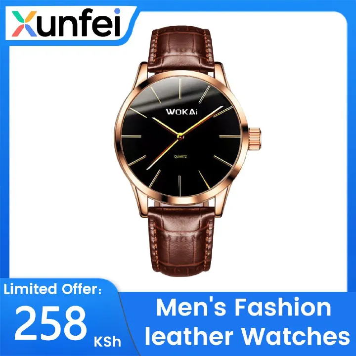 【New Arrivals】Fashion Leather Watches For Men's Minimalist Dial Quartz Electronic Watch with Scale Pointer Alloy Case Business Watches Male  Brown Wrist Watches
