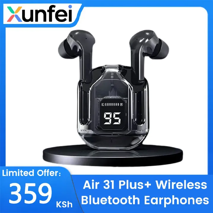 Cool Transparent Design Wireless Bluetooth Earphones Macaron Colors Touch Control AirPods LED Digital Display HiFi Dual Stereo Earpods Noise-canceling headphones Type-C interface for iOS & Android