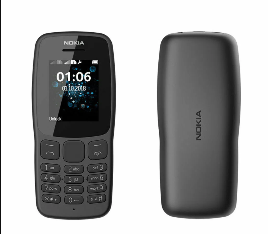 Nokia 106 - Dual Sim - Black (Unlocked) Basic Mobile Phone