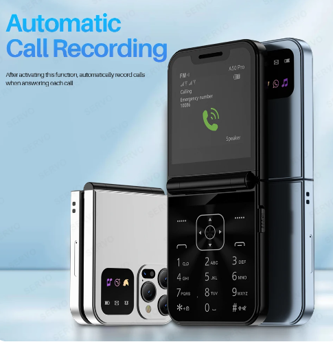 Nemojo I15 Pro Flip Phone Dual SIM Card GSM Electric Torch Automatic Call Recording 2.8 Inch Screen Foldable Mobile Phones Type-C