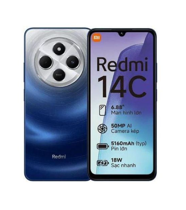 [New Arrivals+Free Gift] Xiaomi Redmi 14C 16GB(8+8)GB RAM + 256GB Storage 4G Network Dual SIM 6.88 inch 120Hz LCD Screen 50MP Camera 18W Tpye-C Charging 5160mAh Battery Fingerprint&Face Smart Phones