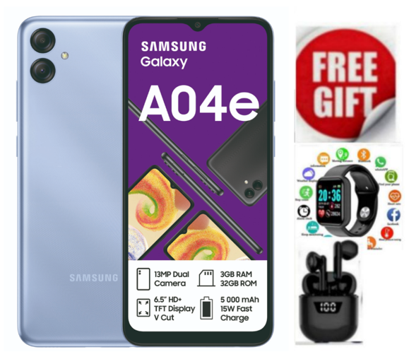 Brand New Samsung Galaxy A04e Dual SIM 32GB ROM + 3GB RAM 5000mAh Battery Type-C 6.5" HD+ Display 13MP Camera Android 12 Smart Phones phone + Gifts