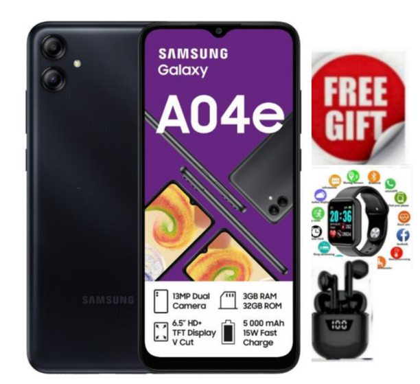 Brand New Samsung Galaxy A04e Dual SIM 32GB ROM + 3GB RAM 5000mAh Battery Type-C 6.5" HD+ Display 13MP Camera Android 12 Smart Phones phone + Gifts