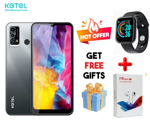 SPECIAL OFFER!! KGTEL SOLO 10 64GB Storage 5GB(2+3)GB RAM 5000mAh Dual SIM 13MP+8MP Camera 6.6" Screen Fingerprint Smart Phones + Smart Watch And Wireless Bluetooth Earphones