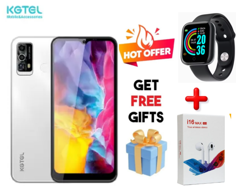 SPECIAL OFFER!! KGTEL SOLO 10 64GB Storage 5GB(2+3)GB RAM 5000mAh Dual SIM 13MP+8MP Camera 6.6" Screen Fingerprint Smart Phones + Smart Watch And Wireless Bluetooth Earphones