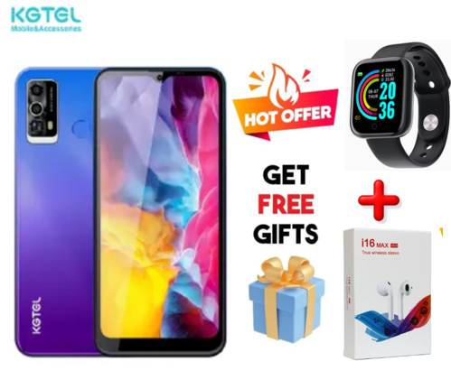 SPECIAL OFFER!! KGTEL SOLO 10 64GB Storage 5GB(2+3)GB RAM 5000mAh Dual SIM 13MP+8MP Camera 6.6" Screen Fingerprint Smart Phones + Smart Watch And Wireless Bluetooth Earphones