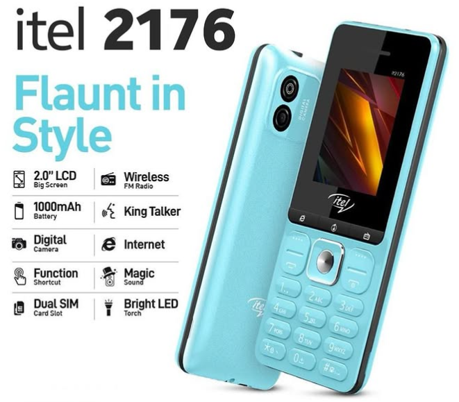 OFFER! Itel phone it2176 2.0 inches, Wireless FM Dual SIM Support 1000mAh Big Battery + Watch And Earphones