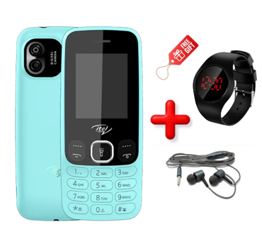 OFFER! OFFER! ITEL PHONE IT2163 2.0” Bright Big LCD Screen, Dial Large Fonts, 1000mAh Big Battery, 2000 Contacts and 100 messages memory, Wireless FM Radio Feature Cell Phone + Watch And Earphones