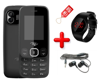 OFFER! OFFER! ITEL PHONE IT2163 2.0” Bright Big LCD Screen, Dial Large Fonts, 1000mAh Big Battery, 2000 Contacts and 100 messages memory, Wireless FM Radio Feature Cell Phone + Watch And Earphones