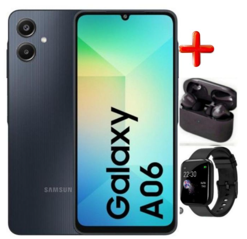 Samsung A06 6.7 DISPLAY 4GB RAM +128GB or 64GB ROM 5000MAH DUAL SIM+EARBUDS+WATCH