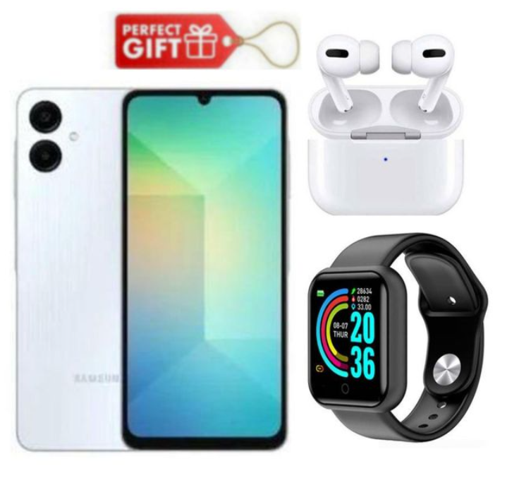Samsung A06 6.7 DISPLAY 4GB RAM +128GB or 64GB ROM 5000MAH DUAL SIM+EARBUDS+WATCH