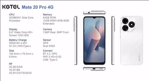 SPECIAL OFFER! KGTEL Mate 20 Pro 4G 64GB + 12GB(4+8)GB 6.6”Water Drop HD+Screen 5000mAh 13MP Rear Camera Android Smart phones