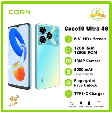 SPECIAL OFFER! Corn Coco 10 Ultra 4G - ROM 128 Gb - RAM 12 G (4+8Gb extensible) - 5000 mAh 6.8HD+90HZ Waterdrop Screen Android 14.0 Smart Phone