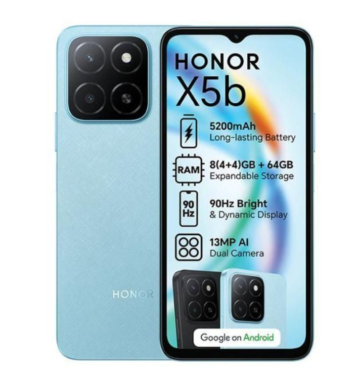 Honor X5B 6.56'' Displays, 4GB RAM + 64GB ROM, 5200mAh, Android 14 Dual Sim 4G Smart Phones