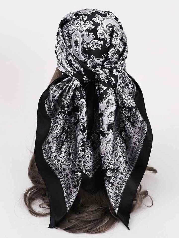 Silk Head Scarf Women Luxury Fashion Hair Scarve Summer Foulard Femme Satin Shawl Kerchief 90cm Square Headscarf Bandana Cheveux