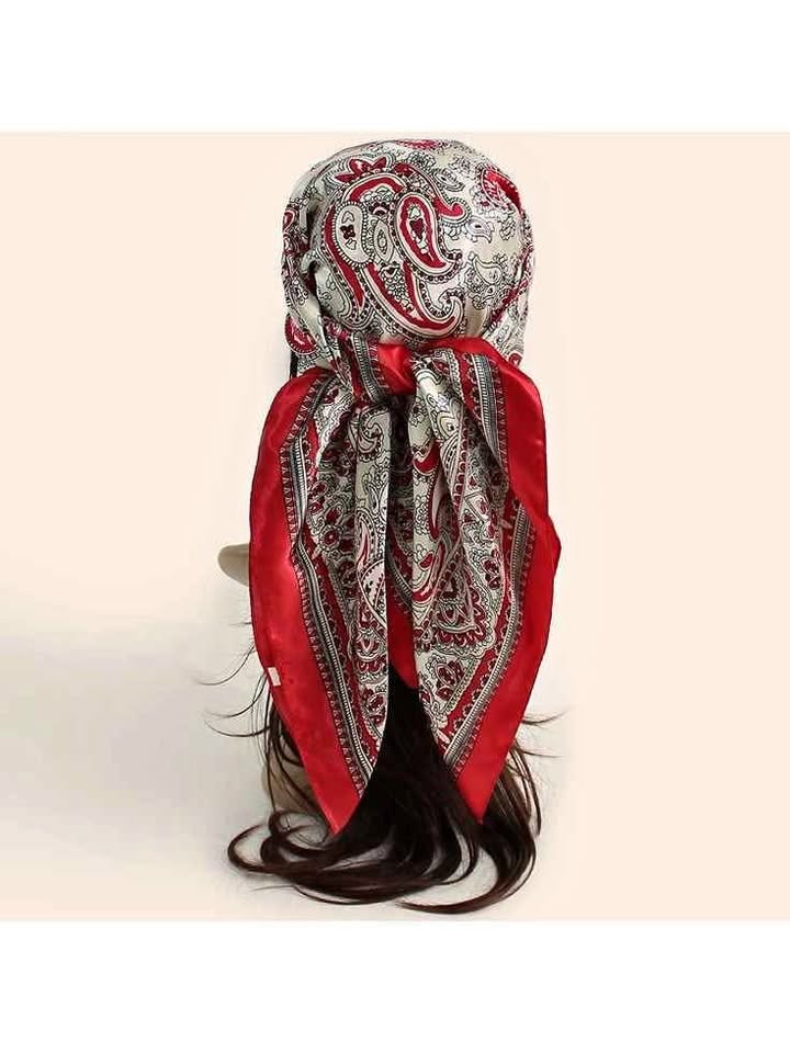 Silk Head Scarf Women Luxury Fashion Hair Scarve Summer Foulard Femme Satin Shawl Kerchief 90cm Square Headscarf Bandana Cheveux