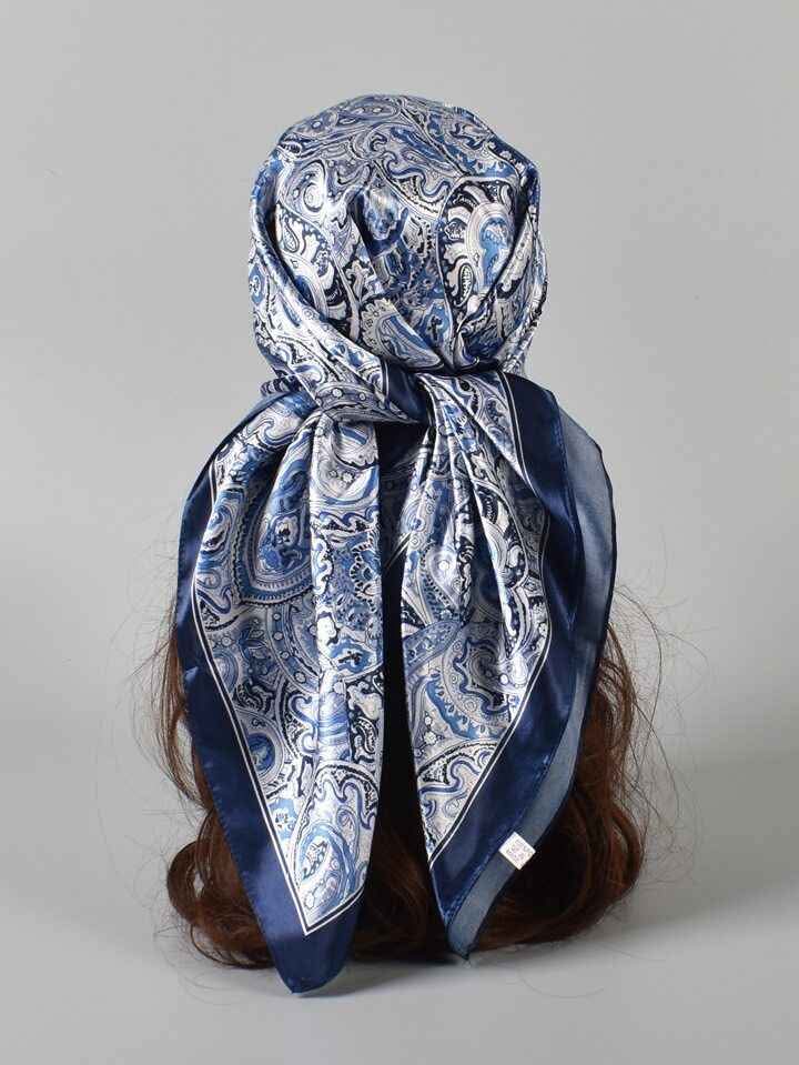 Silk Head Scarf Women Luxury Fashion Hair Scarve Summer Foulard Femme Satin Shawl Kerchief 90cm Square Headscarf Bandana Cheveux