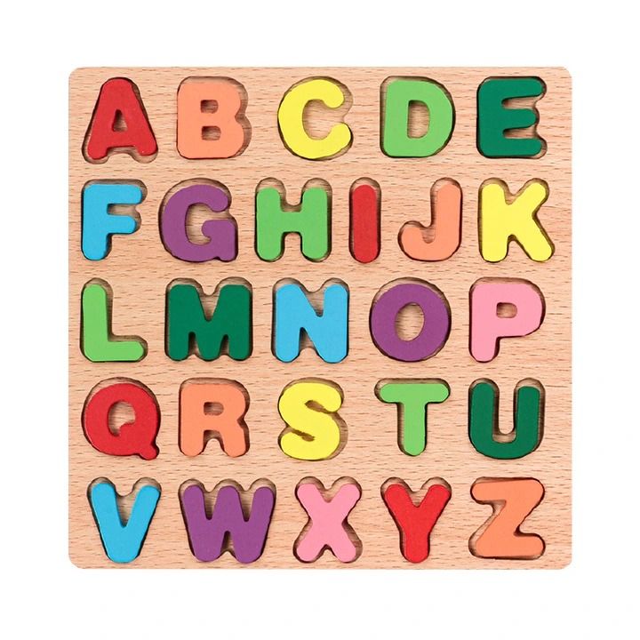 EARLY LEARNING KIDS BEST WOODEN  Digital Letter Geometric Figure Building Block Hand Grab Board Toy Children's English Early Education Jigsaw Puzzle