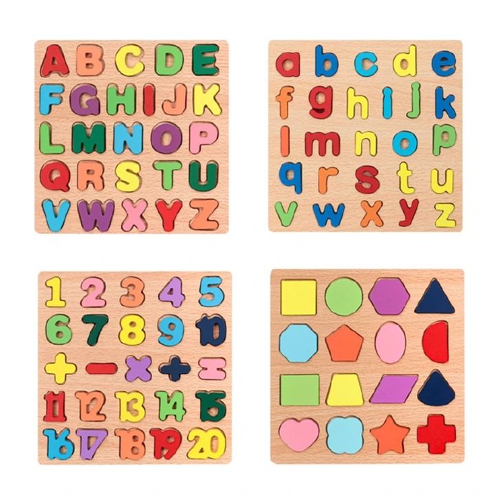 EARLY LEARNING KIDS BEST WOODEN  Digital Letter Geometric Figure Building Block Hand Grab Board Toy Children's English Early Education Jigsaw Puzzle