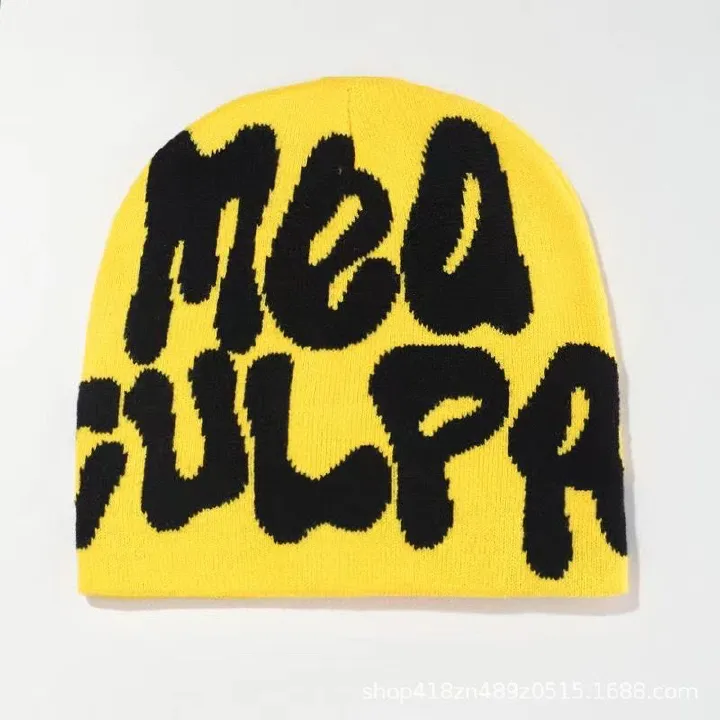 TRENDY MEA CULPA FASHION HATS,  New Knitting Beanies Hat Men Women Paragraph Quality Cap Mea Culpa Warm Fashion