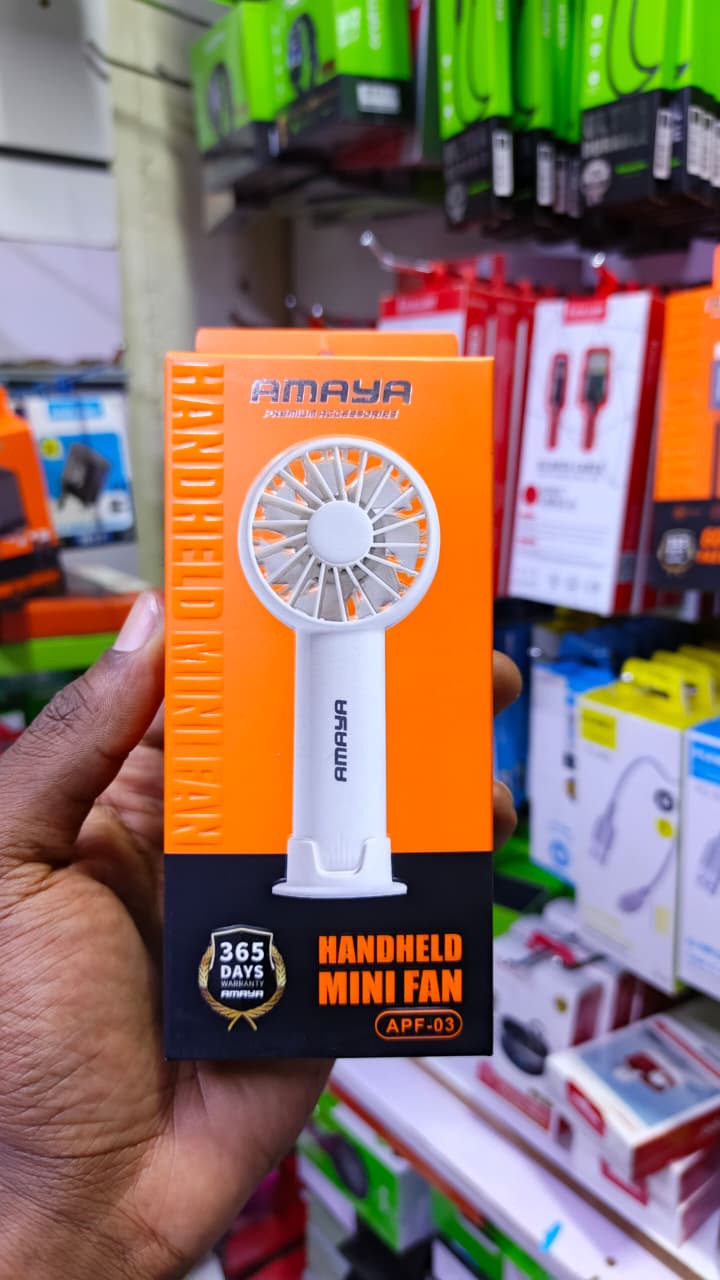 AMAYA HANDHELD MINI FAN – PORTABLE USB RECHARGEABLE COOLING FAN
