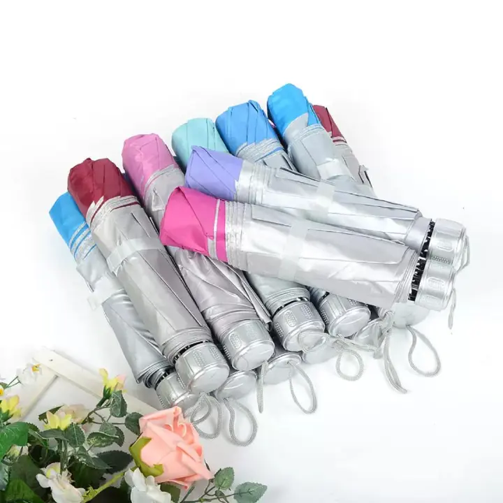 Pocket umbrella foldable bag UV-resistant solid color folding umbrella for sunny and rainy days