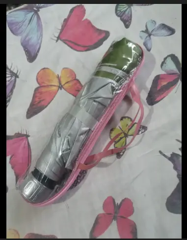 Pocket umbrella foldable bag UV-resistant solid color folding umbrella for sunny and rainy days