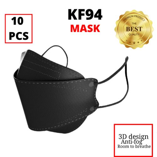 KF94 MASKS 3D BLACK Face Masks IMPORTED- 10pcs N95 Masks PREMIUM