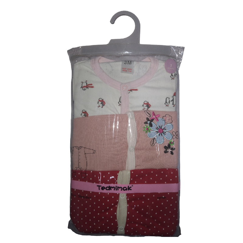100% 3-pack Assorted Baby Sleepsuits (3-6 Months)
