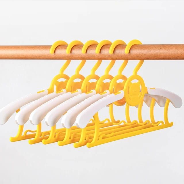 Baby Nursery Closet 6 PCS Hangers, Ultra Thin Non-Slip and Extendable Laundry Infant Pant Hanger for Newborn Clothes -Yellow