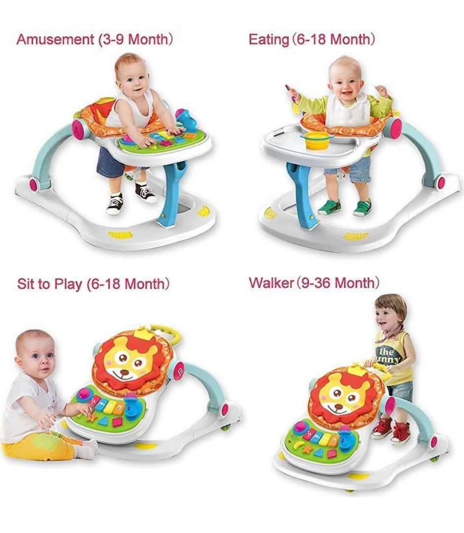 4 in 1 Baby Walker Stroller, Sitting Posture Multi-Function Baby Stroller, Sit-to-Stand Learning Walker